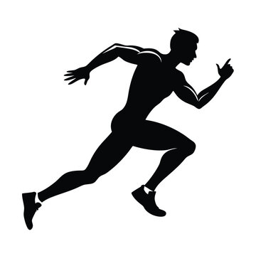 recommend clip art: Sprinting man vector silhouette. Sprint, fast run. Runner starts running. Start 