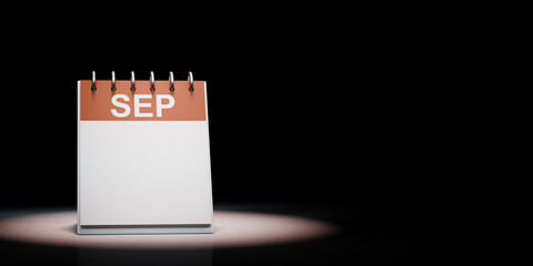 September Calendar Spotlighted on Black Background, Blank Day