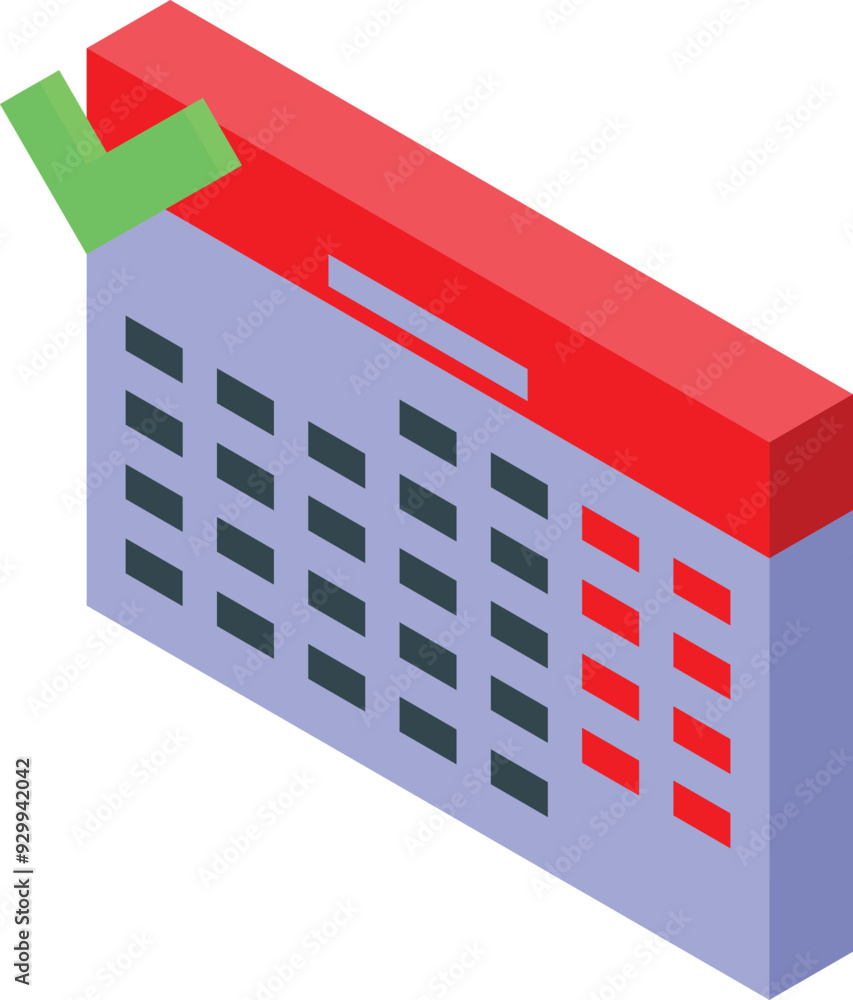 Poster 3d calendar is showing important dates marked in red with a green check mark hovering above