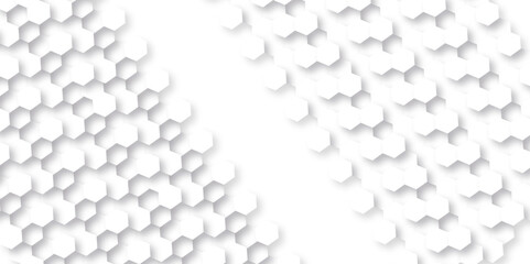 Abstract white background with hexagonal shapes and Surface polygonal pattern with glowing hexagons mosaic background. hexagon concept design abstract technology background.