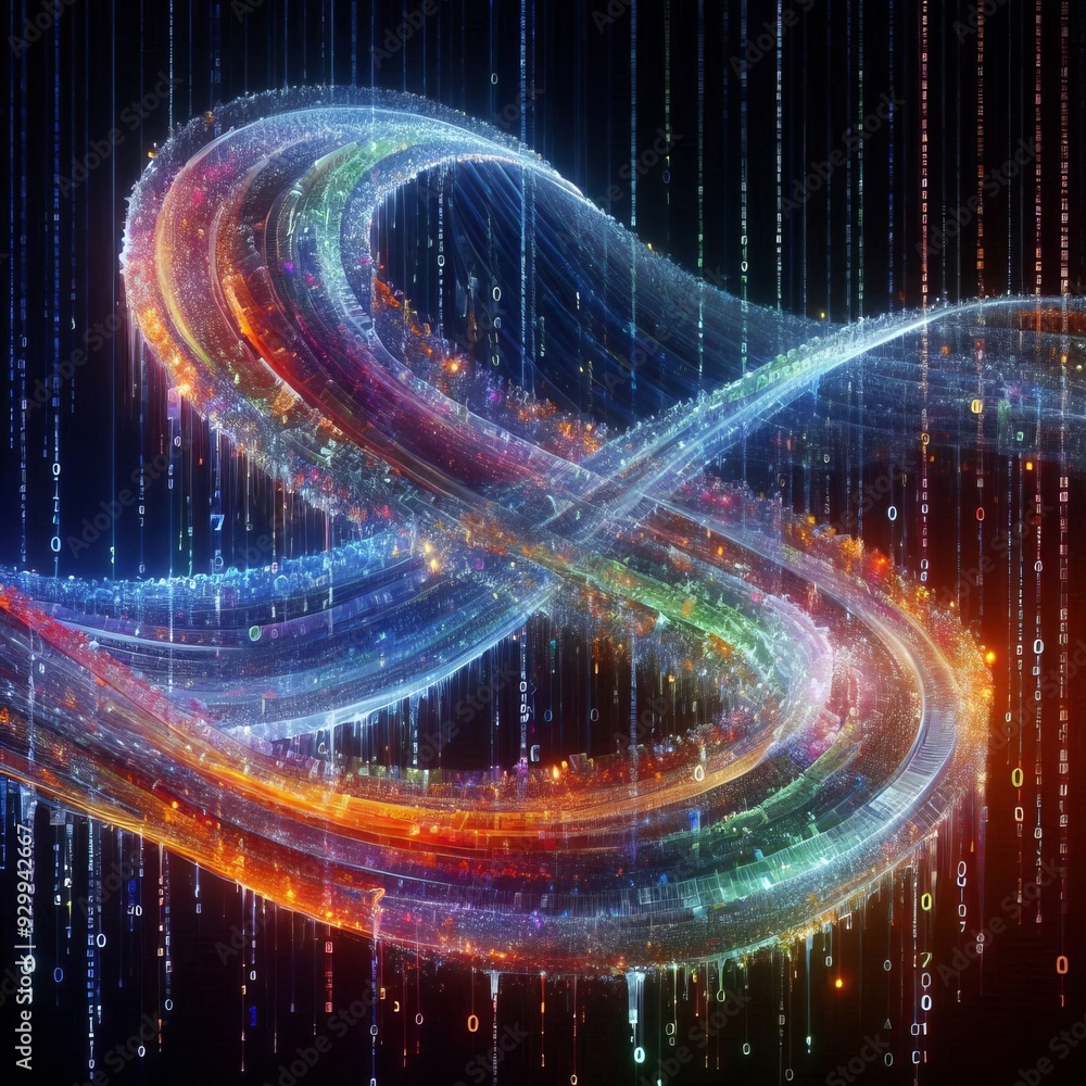 Poster matrix code vibrant glass streams of code flowing through trans