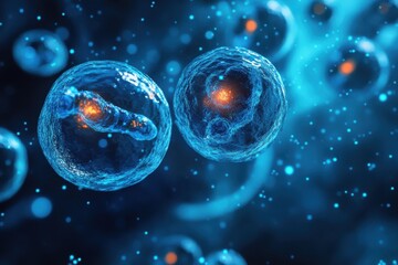 Naklejka premium Nanotechnology Innovations in Disease Detection and Treatment, exploring advanced applications of nanomaterials for early diagnosis and targeted therapies in medicine.