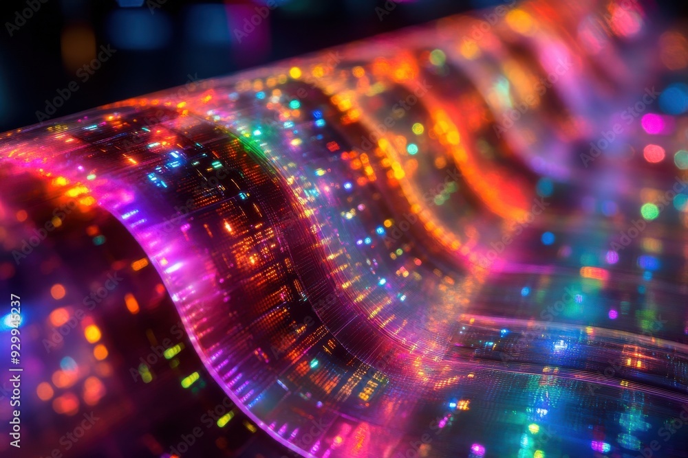 Poster flexible electronics enhanced by nanotechnology, showcasing innovative applications in wearables, sm