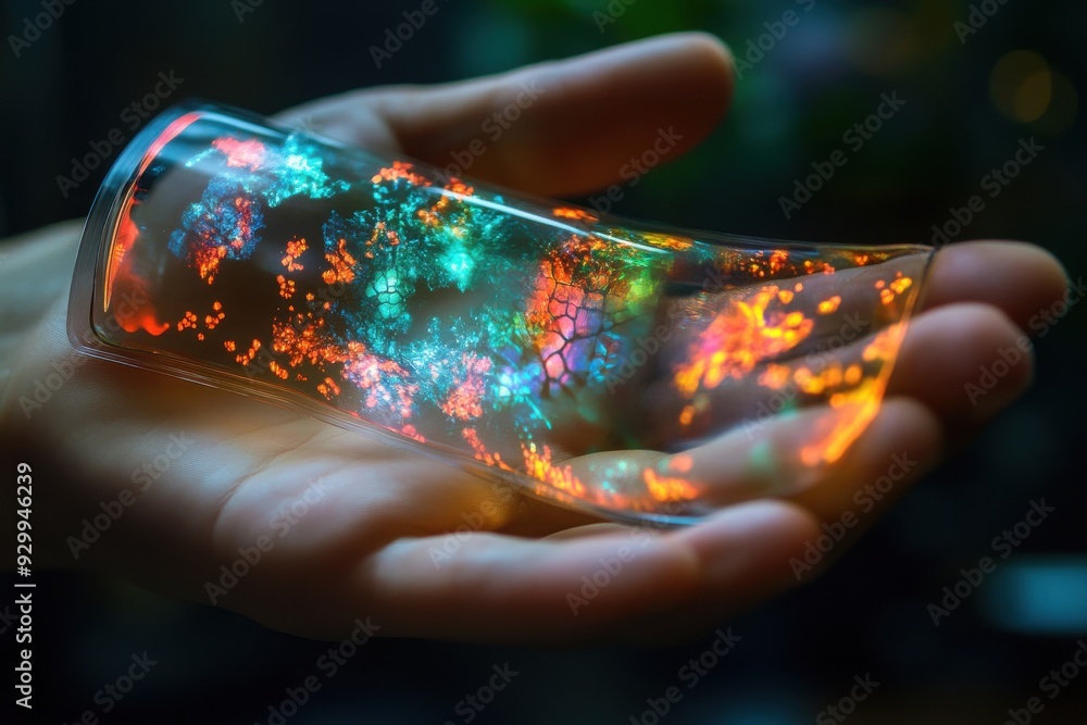 Poster transparent nanotech screens revolutionizing device design, enhancing interactivity and user experie