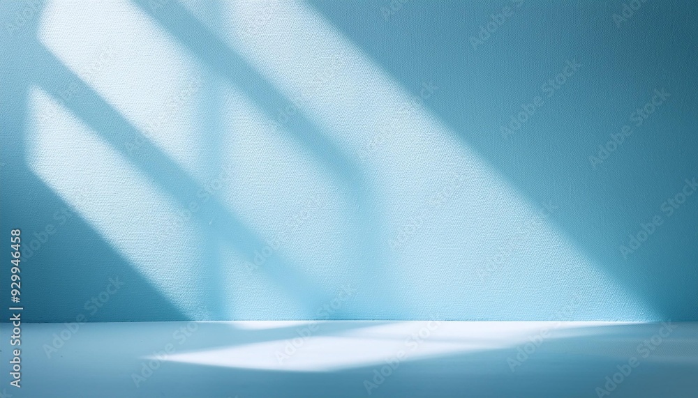 Poster minimal abstract light blue background for product presentation shadow and light