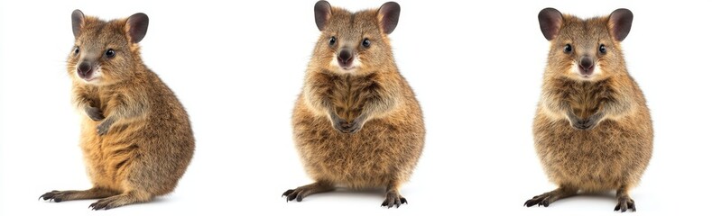 Fototapeta premium Cute Australian quokkas with transparent backgrounds