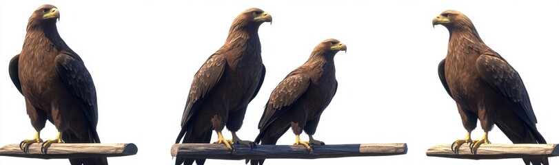 Obraz premium An isolated Golden Eagle on a branch is pictured on a transparent background
