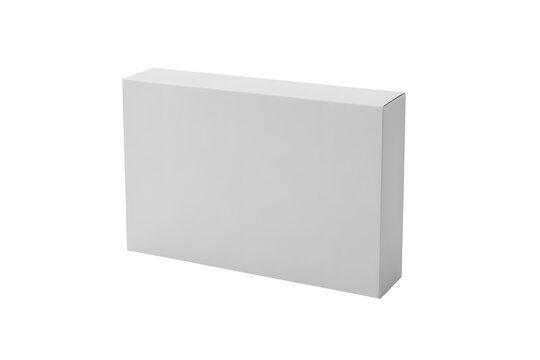 White slim cardboard box template for chocolate, crayons, pencils. Mock up template on isolated white background, illustration