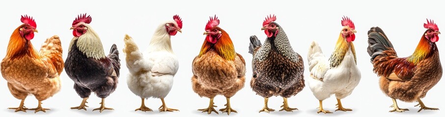 Fototapeta premium Chickens hens isolated on transparent background