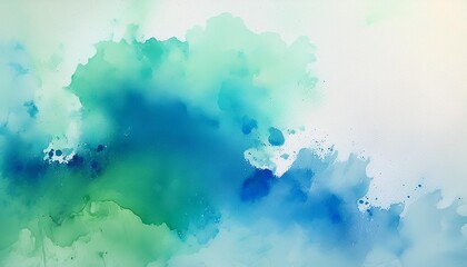 Obraz premium blue green and white watercolor background with abstract cloudy sky