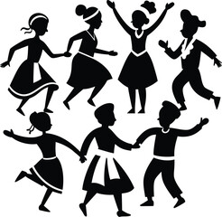 Obraz premium Group Dance Elegant Silhouette Vector Illustrations