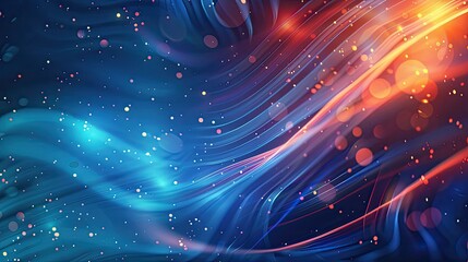 Obraz premium Abstract Blue and Orange Swirls with Glowing Lights