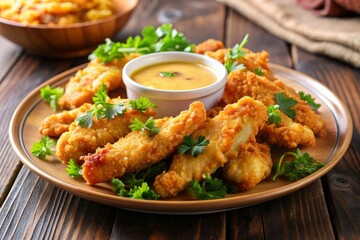 Chicken strips with honey mustard