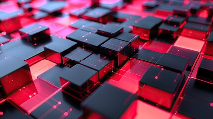 Obraz premium Abstract Digital Art - Red and Black Cubes