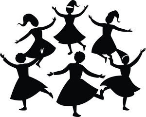 Obraz premium Hawaiian Hula Versatile Black Silhouette Vector Series