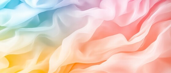Obraz premium Pastel Dream: A Soft, dreamy gradient of pastel colors swirls and flows in a delicate dance of fabric, creating a captivating backdrop for your creative projects.