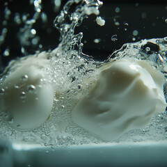Poached eggs underwater