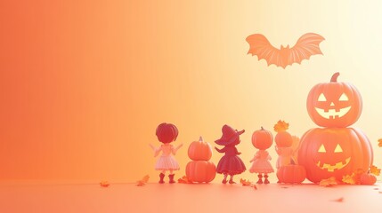 Obraz premium Happy Halloween day element background vector,set of isolated hats, bats and pumpkins,cat,Cute collection of spooky ghost, illustration for the design of postcards,invitations,banners for Halloween.