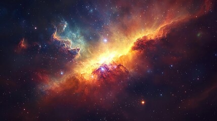 Fototapeta premium Universe with galaxy, stars and nebulas. Supernova background wallpaper design. Ai generative