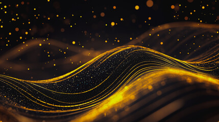 Abstract digital background electromagnetic wave background Innovation digital wave, information technology background and luxury background with golden line decoration and curve light effect