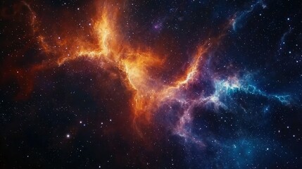 Naklejka premium Universe with galaxy, stars and nebulas. Supernova background wallpaper design. Ai generative