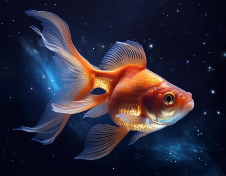 宇宙を泳ぐ赤い琉金
