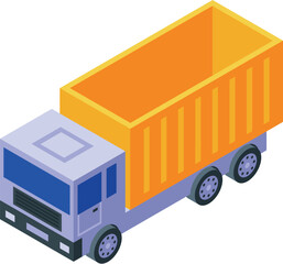 Tipper truck transporting building materials, visualized in a modern isometric style