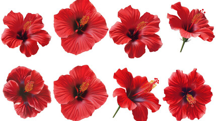 Obraz premium Collection of Red Hibiscus Flowers