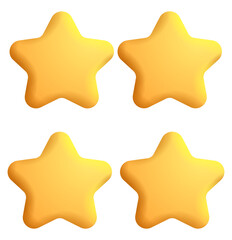 set of golden star icons isolated on white background