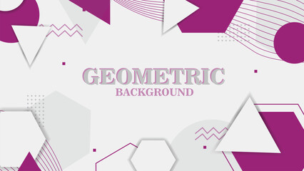 Fototapeta premium Vector purple Geometric Background with line and shape (round circle, triangle, hexagon)
