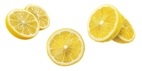 Fototapeta premium Fresh Lemon Cut in Half Isolated on White Background