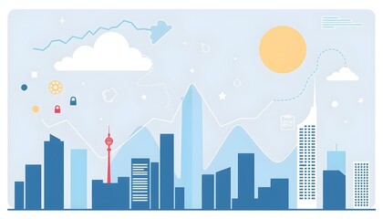 Fototapeta premium Skyline Illustration of a Modern City