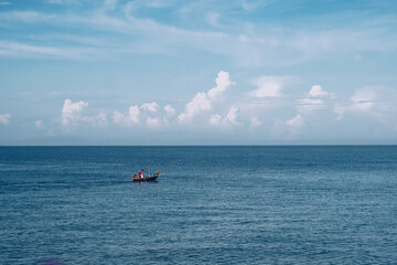 Amazing Seascape view. Magic energy of beautiful happy clouds. Vietnam tropical calm sea