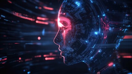 Fototapeta premium Abstract and futuristic depiction of machine learning, with sleek lines and advanced technological elements.