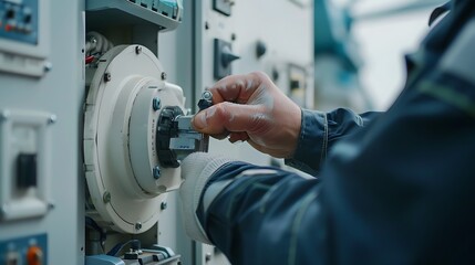 Electrician Working on Electrical Panel