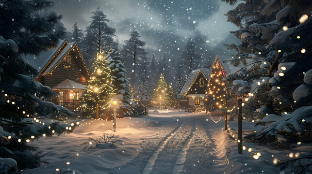 Beautiful homes decorated with lights in winter on the ocassion of christmiss.