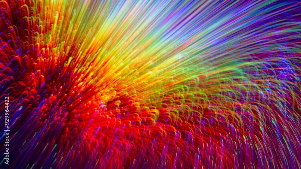 Aufkleber glare light dispersion effect of curved rainbows beams and light trails. abstract distortion refract