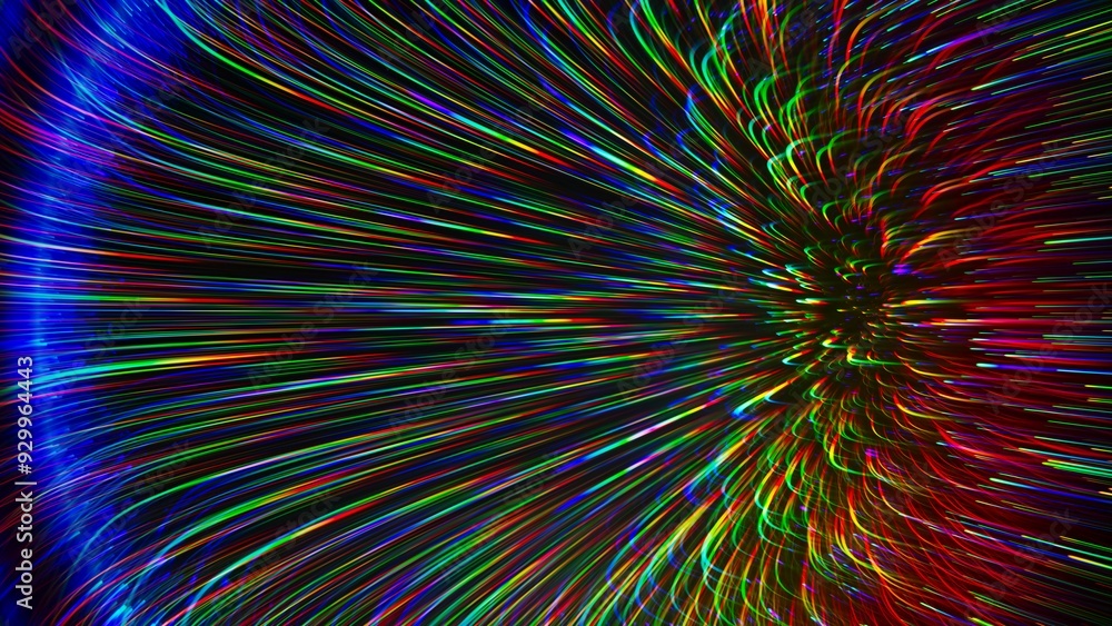 Aufkleber abstract distortion refraction of rainbow rays with spectral gradient and glow effect through lens o