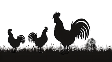 Rooster and hen Silhouette