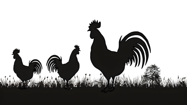 Rooster and hen Silhouette
