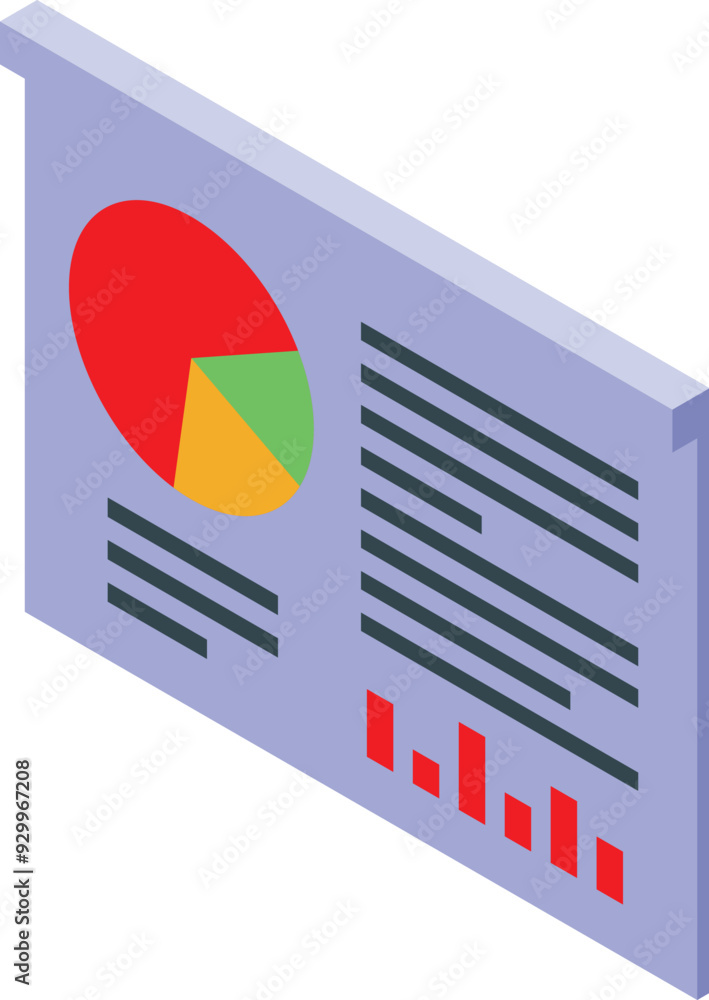 Poster business chart is displaying market analysis, featuring a pie chart and graph