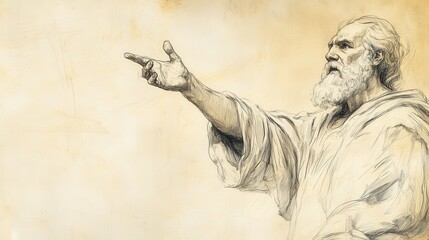 Fototapeta premium Biblical Illustration of Eliphaz’s Third Speech - Emphasizing the Inevitability of Divine Justice and the Downfall of the Wicked, Beige Background