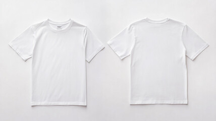 Flat Lay Mockup of Blank White T-Shirt Front and Back for Apparel Design