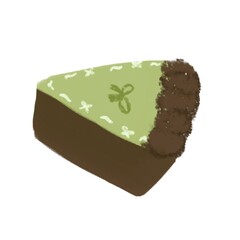 a slice of chocolate matcha cake