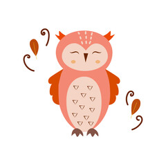 Cute Cartoon Owl Illustration, Vector Design for Fashion and Poster Prints, Card, Sticker, Wall Art, Funny, Cartoon, Sweet, Kids, Baby
