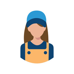 Repair service woman flat faceless female worker logo. Vector mechanic workshop icon. Mechanic  icon in uniform