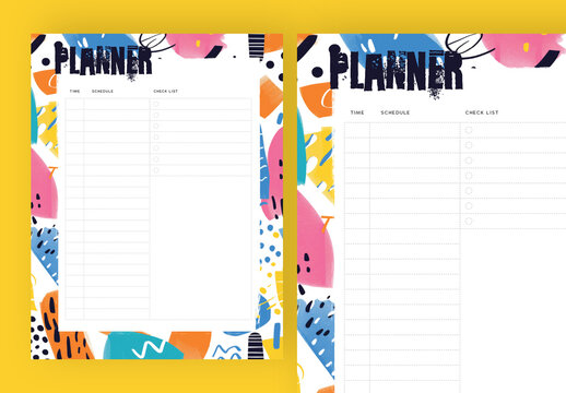 Creative Planner Layout With Colored Pattern, Generative ai