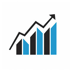 Vector icon of rising graph on white background. Graph growing logo.