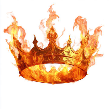 Golden crown surrounded by fierce burning flames