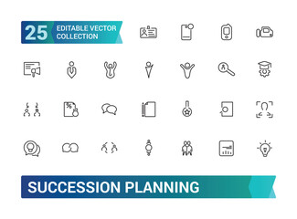 Succession planning icon collection set. Collection and pack of linear web and ui icons. Editable stroke. Vector illustration.
